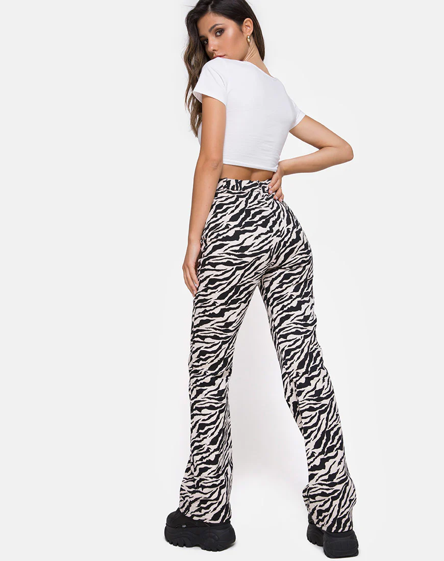 Zoven Trouser in 90's Zebra Black and White - Image 4