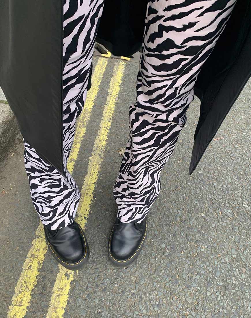 Zoven Trouser in 90's Zebra Black and White - Image 6